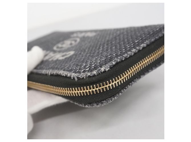 Chanel Deauville Stoff Langbörse Marineblau - Ansicht 8