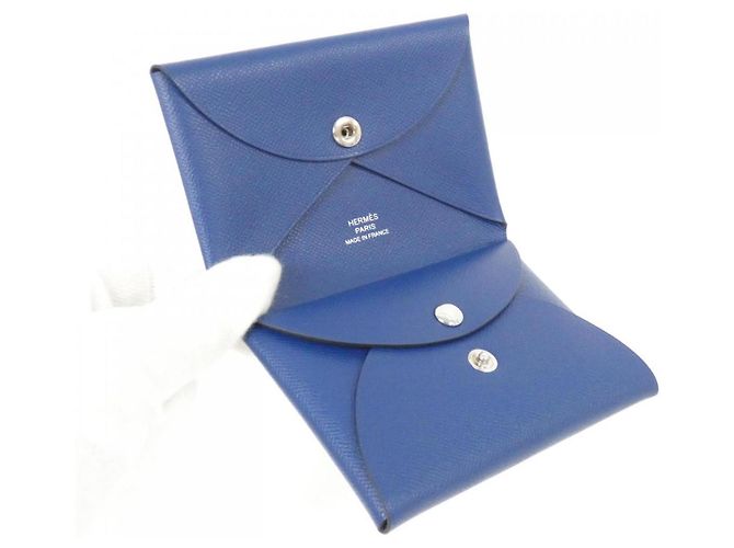 Monedero Duo Calvi de Hermès Azul oscuro - vista 2