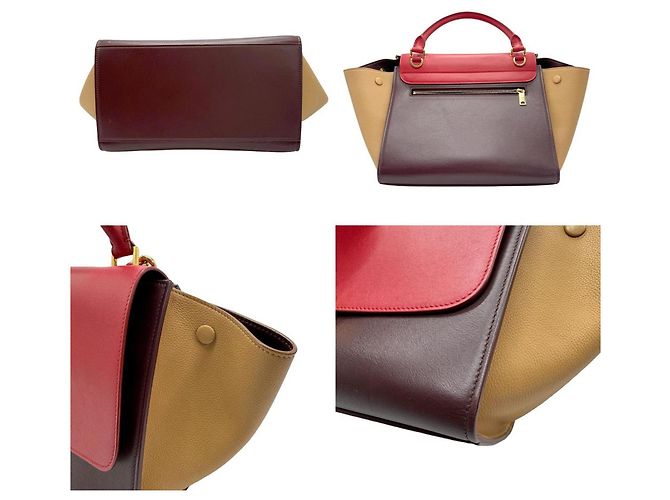 Trapèze Céline Celine Kleine Tricolor Trapeze Tasche aus Leder - Ansicht 2