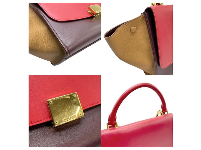 Trapèze Céline Celine Kleine Tricolor Trapeze Tasche aus Leder - Ansicht 5
