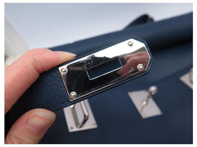 Hermès HERMES JYPSIERE 37 TASCHEN AUS CLEMENCE TAURILLON-LEDER BLAU DE MALTE Marineblau - Ansicht 14