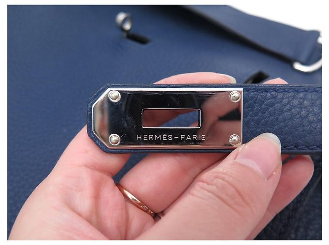 Hermès HERMES JYPSIERE 37 TASCHEN AUS CLEMENCE TAURILLON-LEDER BLAU DE MALTE Marineblau - Ansicht 15