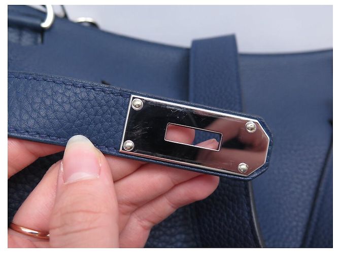 Hermès HERMES JYPSIERE 37 TASCHEN AUS CLEMENCE TAURILLON-LEDER BLAU DE MALTE Marineblau - Ansicht 18