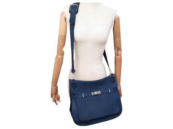 Hermès HERMES JYPSIERE 37 TASCHEN AUS CLEMENCE TAURILLON-LEDER BLAU DE MALTE Marineblau - Ansicht 7