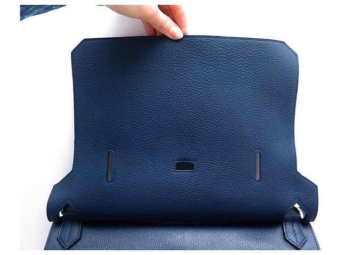Hermès HERMES JYPSIERE 37 TASCHEN AUS CLEMENCE TAURILLON-LEDER BLAU DE MALTE Marineblau - Ansicht 8