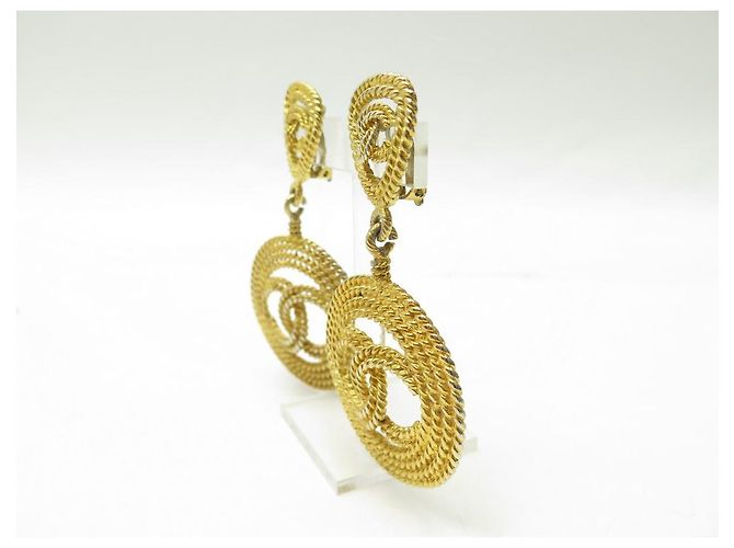ORECCHINI VINTAGE CHANEL 1989 A PENDA LOGO CC DI CASTELLANE D'oro - vista 2