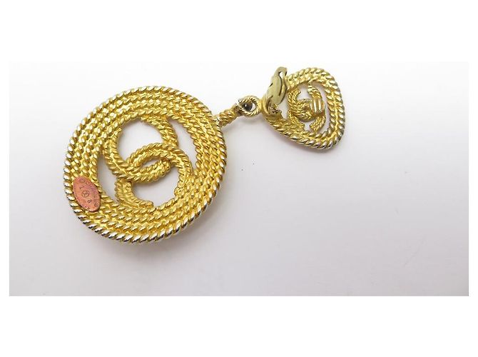 ORECCHINI VINTAGE CHANEL 1989 A PENDA LOGO CC DI CASTELLANE D'oro - vista 5