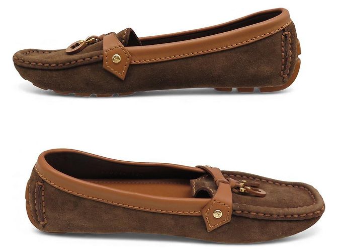 NUOVI MOCASSINI LOUIS VUITTON 35.5 IN CAMOSCIO MARRONE - vista 2