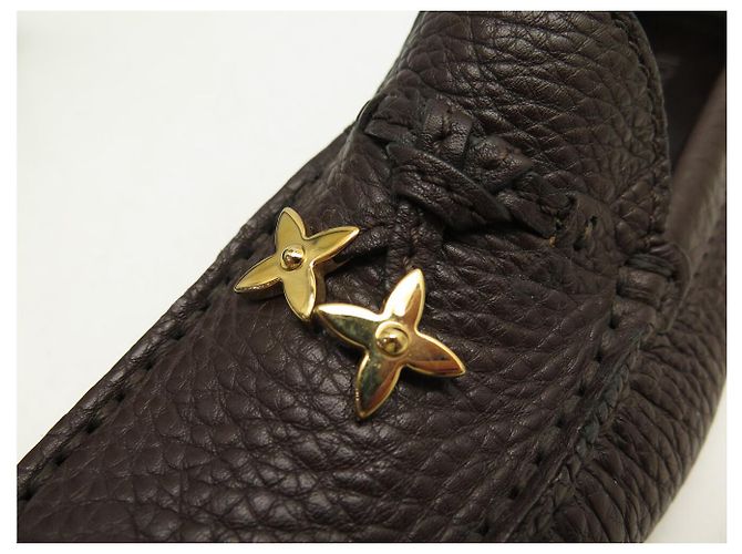 NUOVI MOCASSINI LOUIS VUITTON 36.5 IN PELLE GRAINED Marrone - vista 12