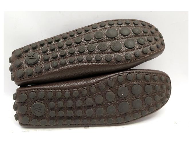 NUOVI MOCASSINI LOUIS VUITTON 36.5 IN PELLE GRAINED Marrone - vista 6