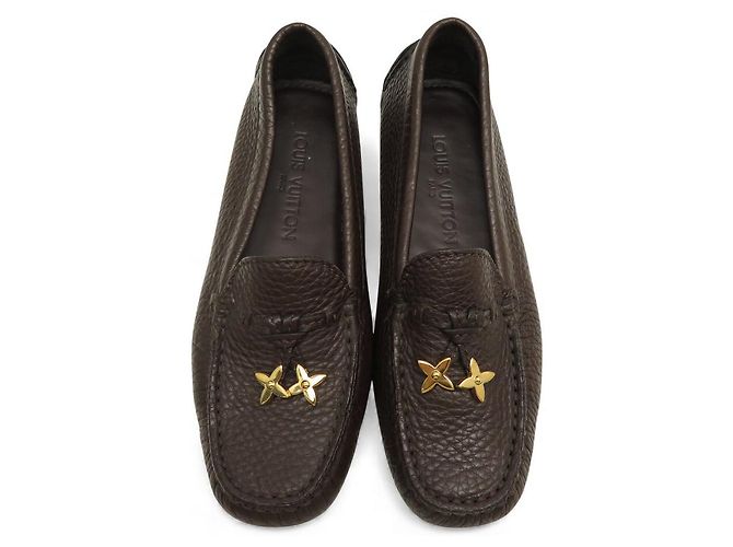 NUOVI MOCASSINI LOUIS VUITTON 36.5 IN PELLE GRAINED Marrone - vista 8