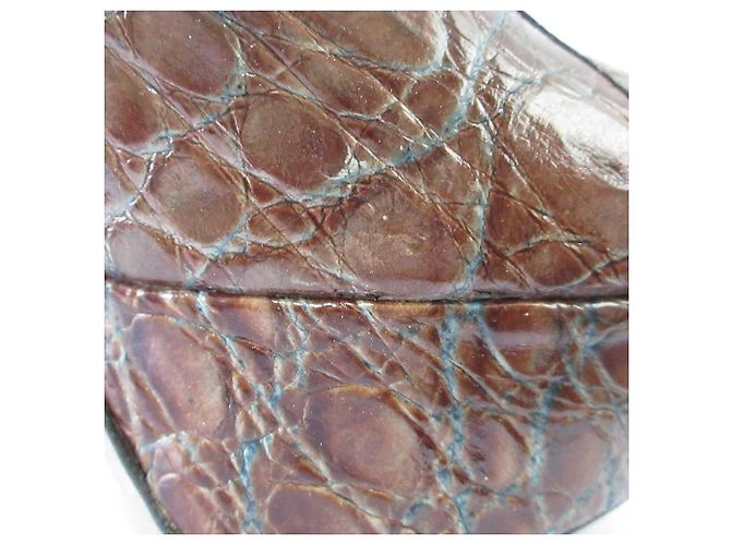 Autre Marque Décolleté con piattaforma in coccodrillo Sergio Rossi Marrone - vista 13