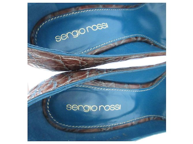 Autre Marque Décolleté con piattaforma in coccodrillo Sergio Rossi Marrone - vista 5
