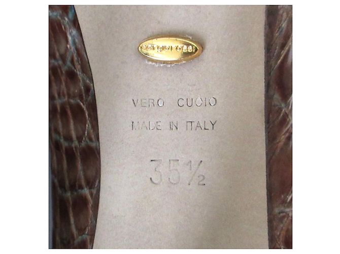 Autre Marque Décolleté con piattaforma in coccodrillo Sergio Rossi Marrone - vista 7