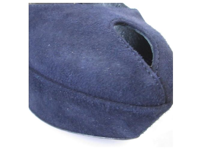 Autre Marque Décolleté in suede con plateau Sergio Rossi Blu Blu navy - vista 16