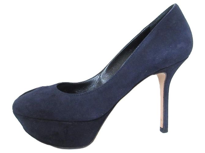 Autre Marque Décolleté in suede con plateau Sergio Rossi Blu Blu navy - vista 2