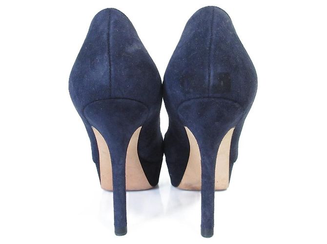 Autre Marque Décolleté in suede con plateau Sergio Rossi Blu Blu navy - vista 6