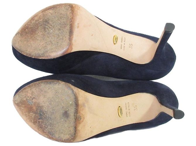 Autre Marque Décolleté in suede con plateau Sergio Rossi Blu Blu navy - vista 7