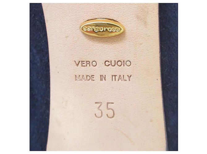 Autre Marque Décolleté in suede con plateau Sergio Rossi Blu Blu navy - vista 8