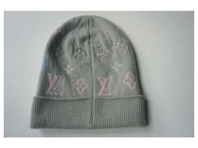 LOUIS VUITTON Grauer Monogramm Cashmere-Wollmütze NEU TU - Ansicht 2