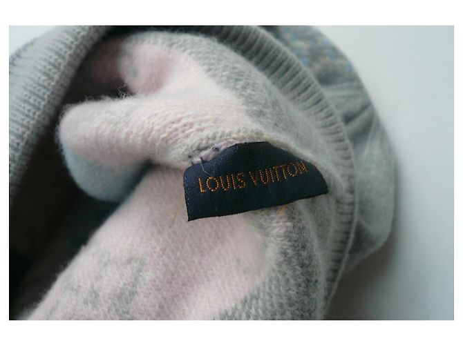 LOUIS VUITTON Grauer Monogramm Cashmere-Wollmütze NEU TU - Ansicht 3