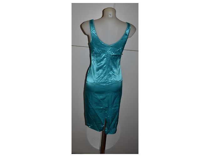 Robe turquoise D&G en coton taille 40 - vue 4