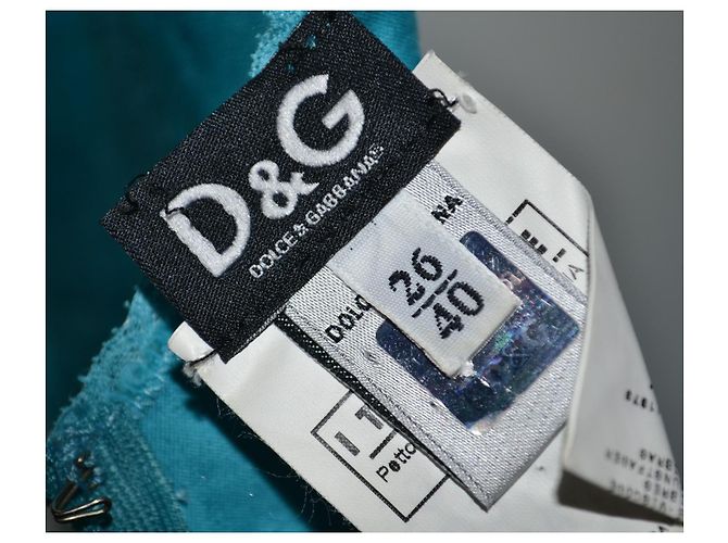 Robe turquoise D&G en coton taille 40 - vue 5
