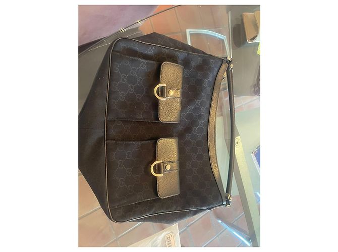 Borsa Gucci Abbey in tela monogramma e pelle nera Nero - vista 13