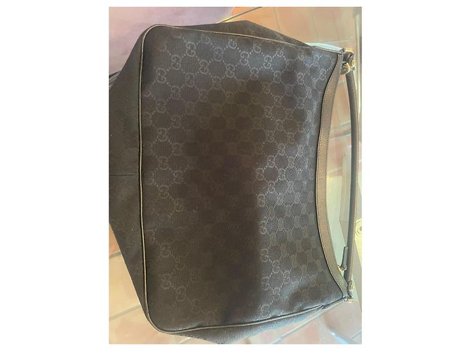 Borsa Gucci Abbey in tela monogramma e pelle nera Nero - vista 3