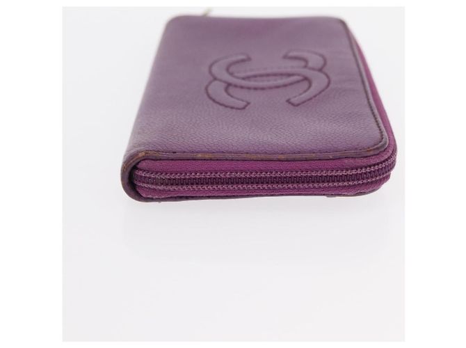 Cartera con cremallera CC Timeless de caviar Chanel Long Púrpura - vista 3