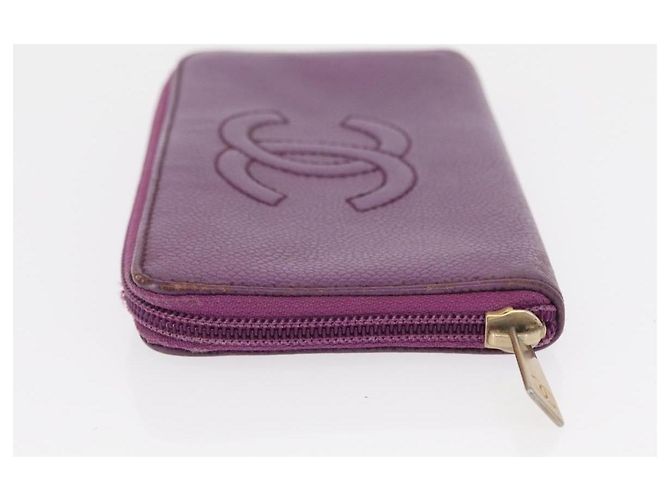 Cartera con cremallera CC Timeless de caviar Chanel Long Púrpura - vista 4