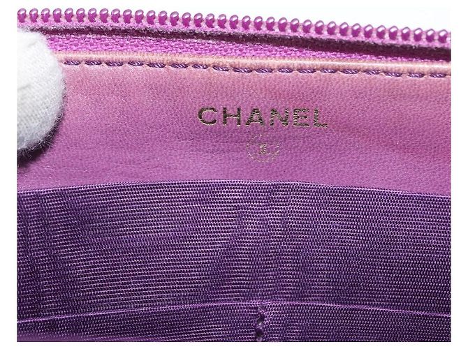 Cartera con cremallera CC Timeless de caviar Chanel Long Púrpura - vista 6