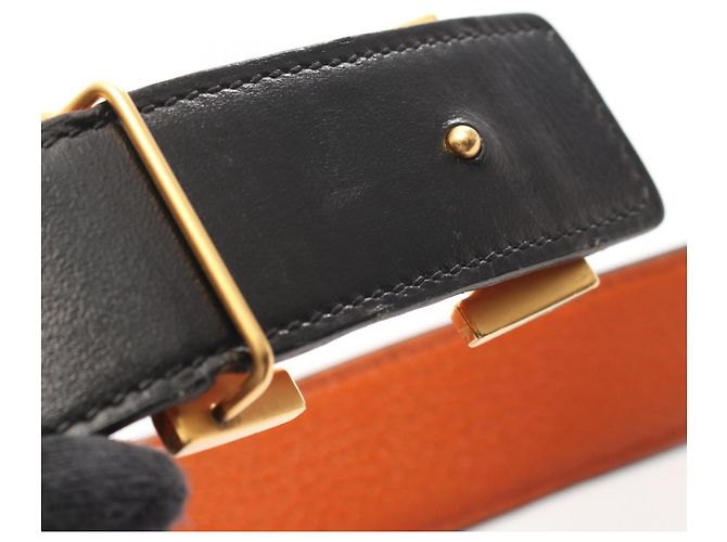 Hermès Constance H Gürtel Schwarz Orange - Ansicht 10