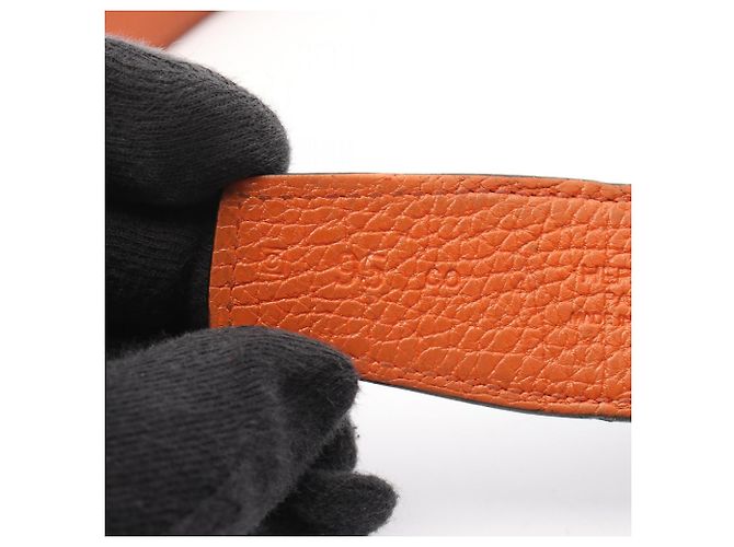Hermès Constance H Gürtel Schwarz Orange - Ansicht 5