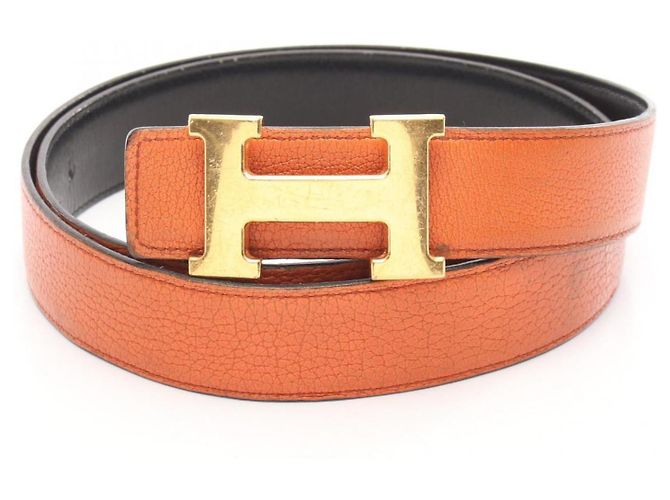 Hermès Constance H Gürtel Schwarz Orange - Ansicht 6