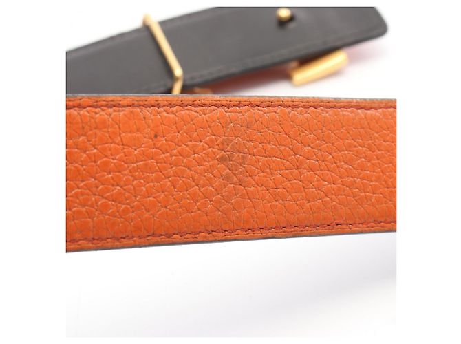 Hermès Constance H Gürtel Schwarz Orange - Ansicht 8