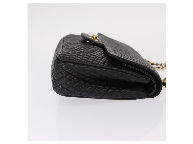 Bally Vintage Schultertasche aus gestepptem Leder mit Kette Schwarz - Ansicht 3