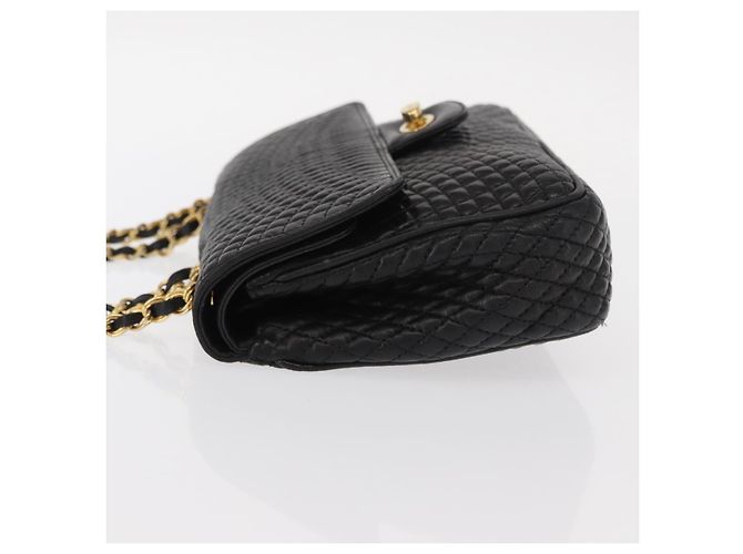 Bally Vintage Schultertasche aus gestepptem Leder mit Kette Schwarz - Ansicht 4