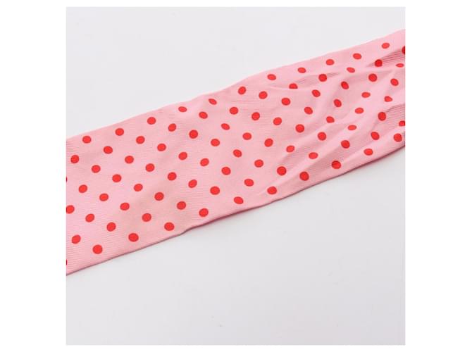 Hermès ASTROLOGIE A POIS Sciarpa Twilly in seta Rosa Bianco Rosso - vista 6