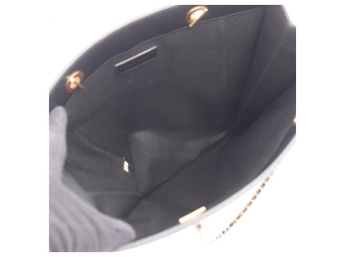 Bolsa Tote CHANEL Icon Preta Azul Marinho Branca Couro Lona Preto Branco - vista 3
