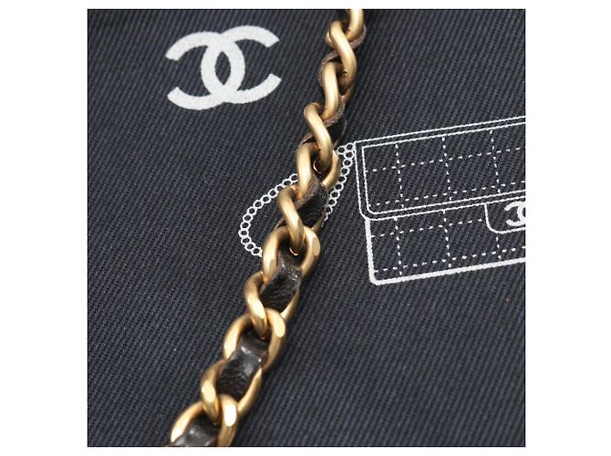 Bolsa Tote CHANEL Icon Preta Azul Marinho Branca Couro Lona Preto Branco - vista 7