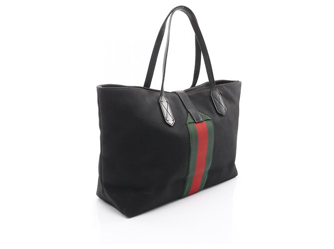 Borsa Tote Gucci Sherry Line Nero Rosso Verde - vista 2