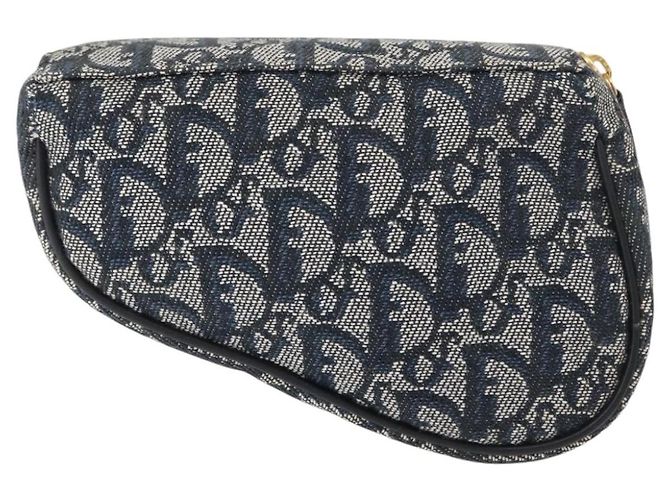 Pochette con zip Saddle Christian Dior in tela Diorissimo Blu - vista 2