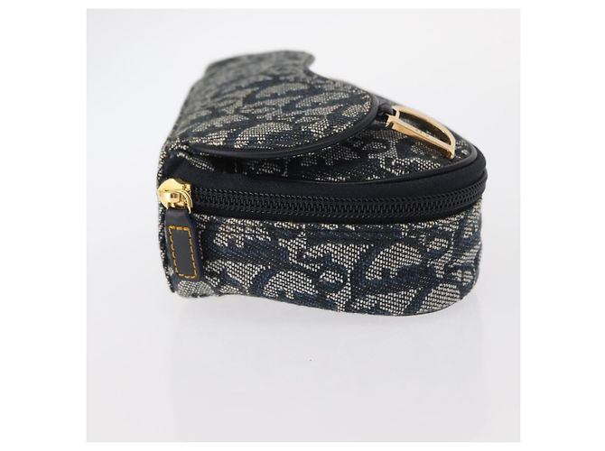 Pochette con zip Saddle Christian Dior in tela Diorissimo Blu - vista 4