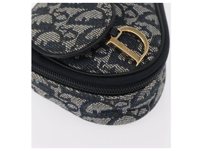 Pochette con zip Saddle Christian Dior in tela Diorissimo Blu - vista 7