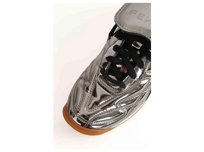 Fenty Sneakers in pelle verniciata argento - vista 4