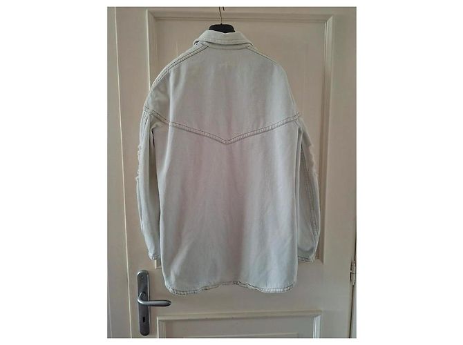 Maison Martin Margiela Giacca fatta a camicia larga svasata lunga Blu chiaro - vista 2