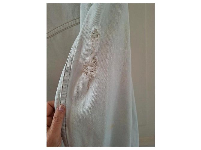 Maison Martin Margiela Giacca fatta a camicia larga svasata lunga Blu chiaro - vista 4