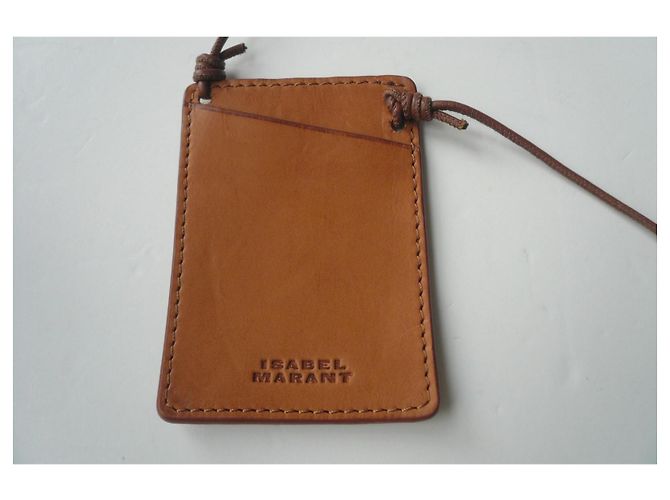 ISABEL MARANT Porta tarjetas de cuero natural Excelente Estado Camello - vista 3