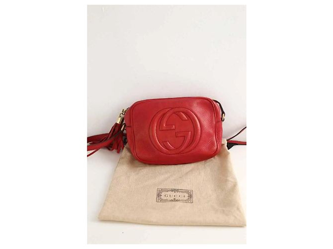 Gucci Borsa a Spalla Soho in Pelle Rossa Rosso - vista 7